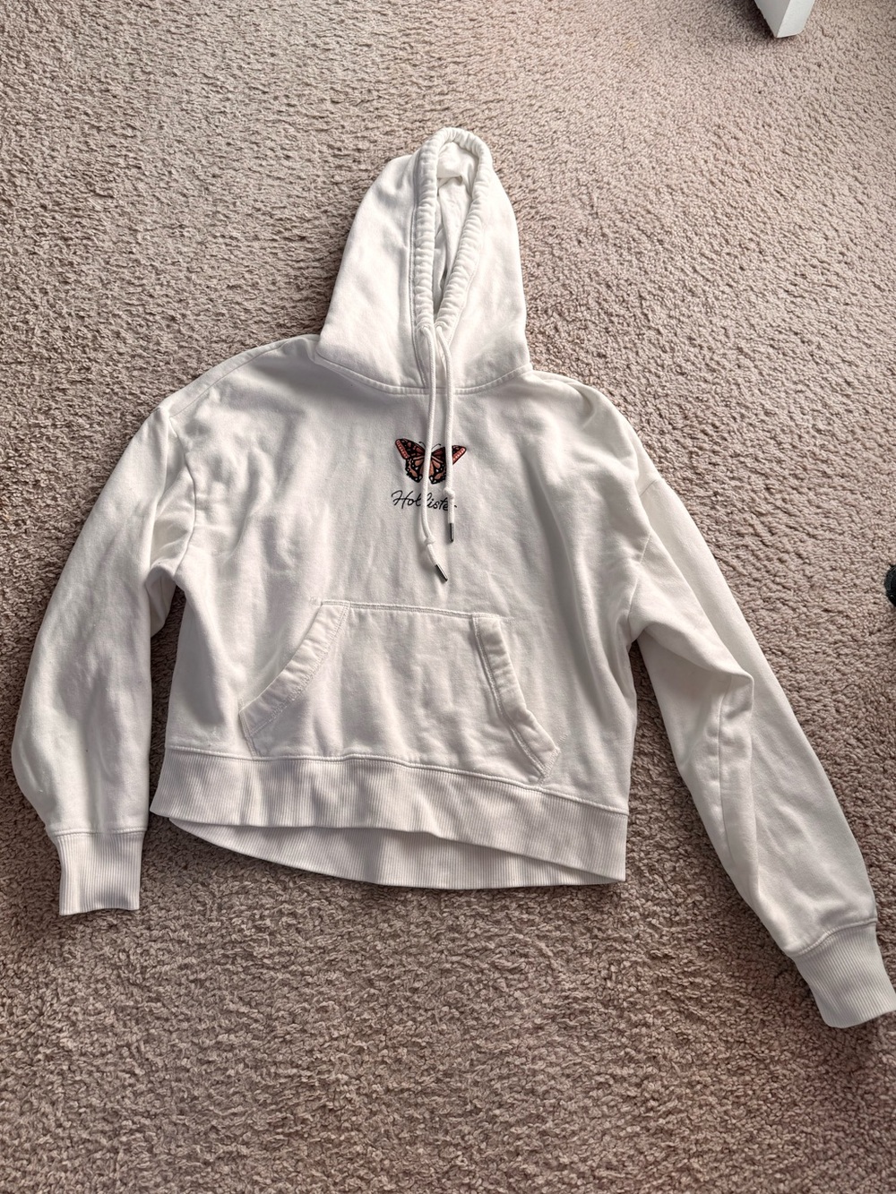 Hollister Women’s Butterfly Embroidered White Sweatshirt